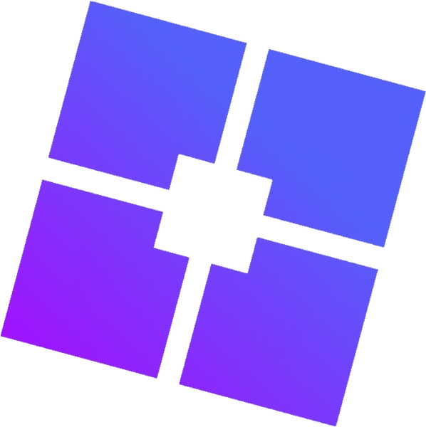 Bloxstrap logo: four tilted squares with blue-to-purple gradient on black
